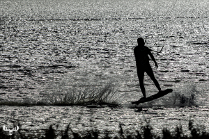 13979 - Kitesurfer on Ringkøbing Fjord B/W