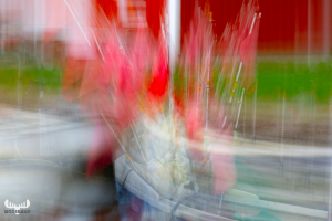 14091 - Stauning Havn harbour fishing boat flags in art