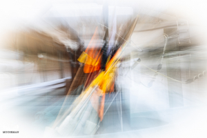 14110 -  Fishing boat and flags - art version - at Stauning Havn harbour