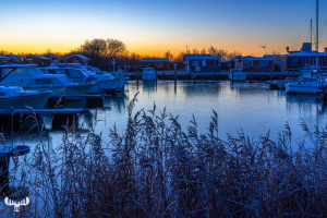 14117 - Frosty Stauning Havn harbour at sunrise