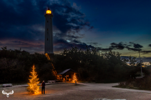 14152 - Christmas tree and person at Nr.Lyngvig Fyr lighthouse