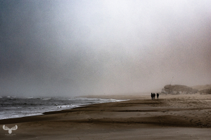 14271 - Sortebædalen Strand with people and bunker - art version
