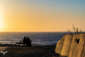 14341 - Søndervig beach view over North Sea with 2 sitting people